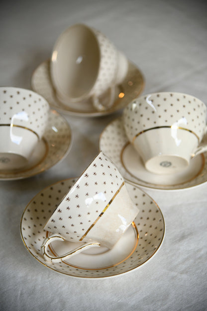 4 Vintage John Maddock Ivory Ware Cups & Saucers