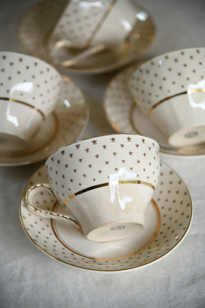 4 Vintage John Maddock Ivory Ware Cups & Saucers