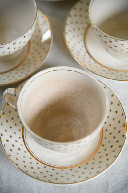4 Vintage John Maddock Ivory Ware Cups & Saucers