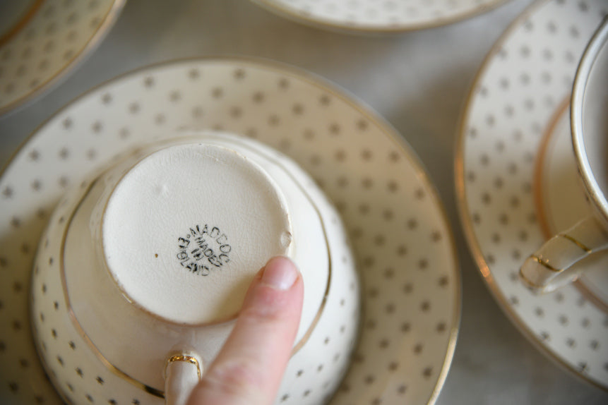 4 Vintage John Maddock Ivory Ware Cups & Saucers