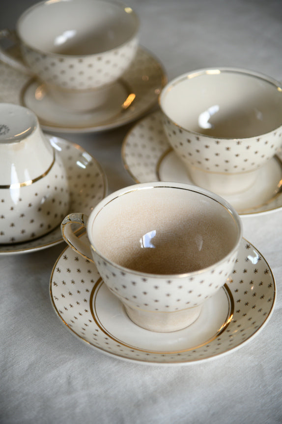 4 Vintage John Maddock Ivory Ware Cups & Saucers
