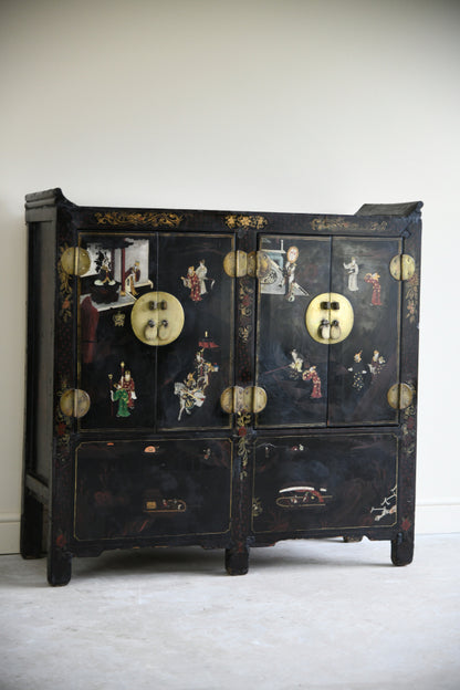 Antique Chinese Black Lacquer Cabinet