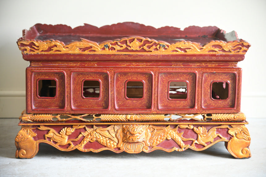 Red & Black Lacquer Oriental Table