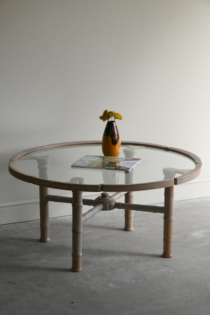 Round Limed Simulated Bamboo Coffee Table