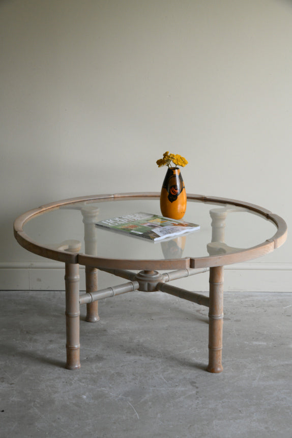 Round Limed Simulated Bamboo Coffee Table