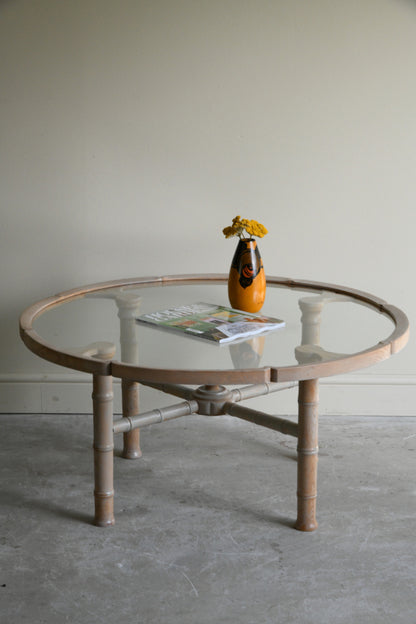 Round Limed Simulated Bamboo Coffee Table