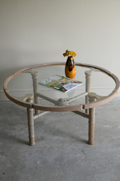 Round Limed Simulated Bamboo Coffee Table