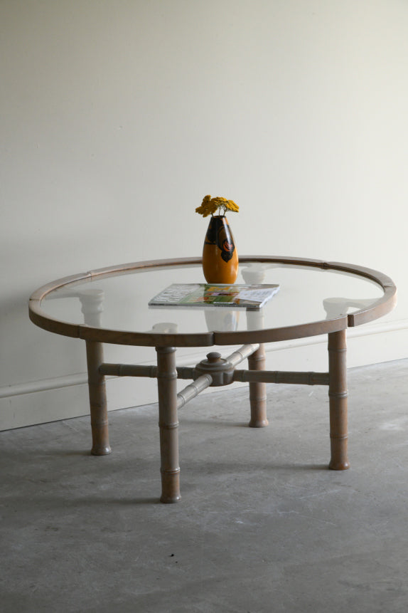 Round Limed Simulated Bamboo Coffee Table