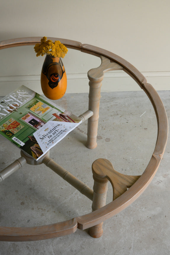 Round Limed Simulated Bamboo Coffee Table