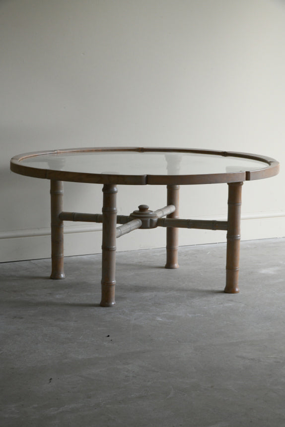 Round Limed Simulated Bamboo Coffee Table