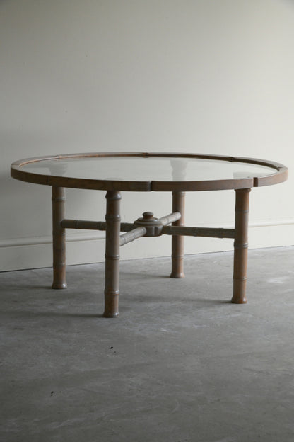 Round Limed Simulated Bamboo Coffee Table