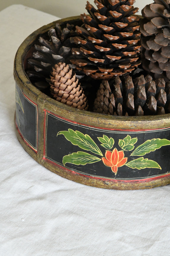 Pair Indian Painted Wooden Bowls