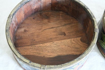 Pair Indian Painted Wooden Bowls