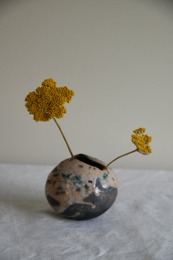 Contemporary Small Round Pottery Bowl Vase