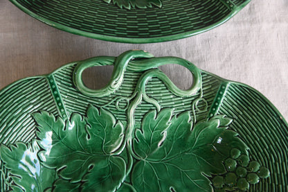 Pair Davenport Green Majolica Dishes