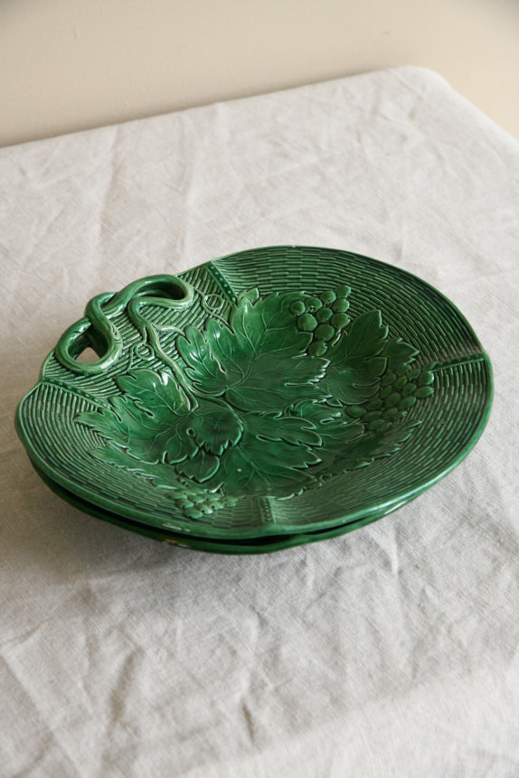 Pair Davenport Green Majolica Dishes