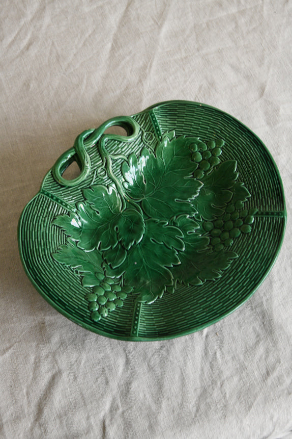 Pair Davenport Green Majolica Dishes