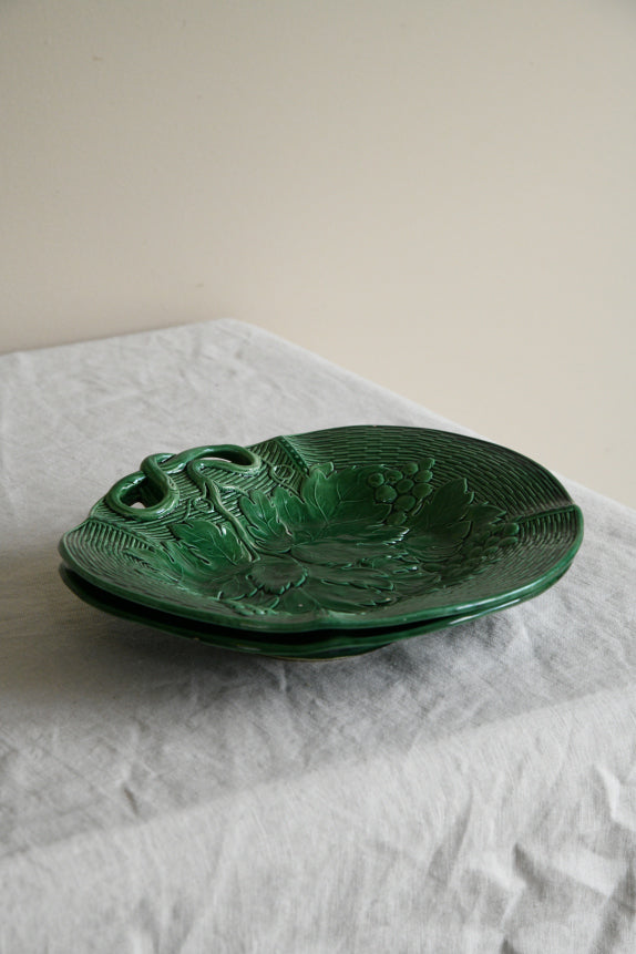 Pair Davenport Green Majolica Dishes Kernow Furniture
