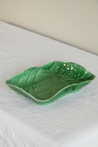 Wedgwood Green Leaf Majolica Dish