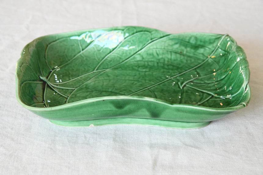 Wedgwood Green Leaf Majolica Dish