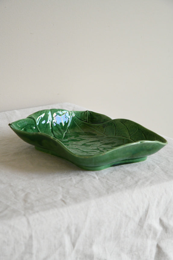 Wedgwood Green Leaf Majolica Dish