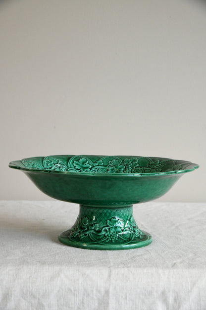 Wedgwood Green Majolica Glazed Comport