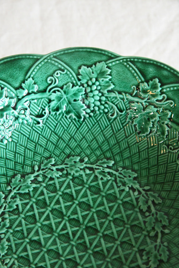 Wedgwood Green Majolica Glazed Comport