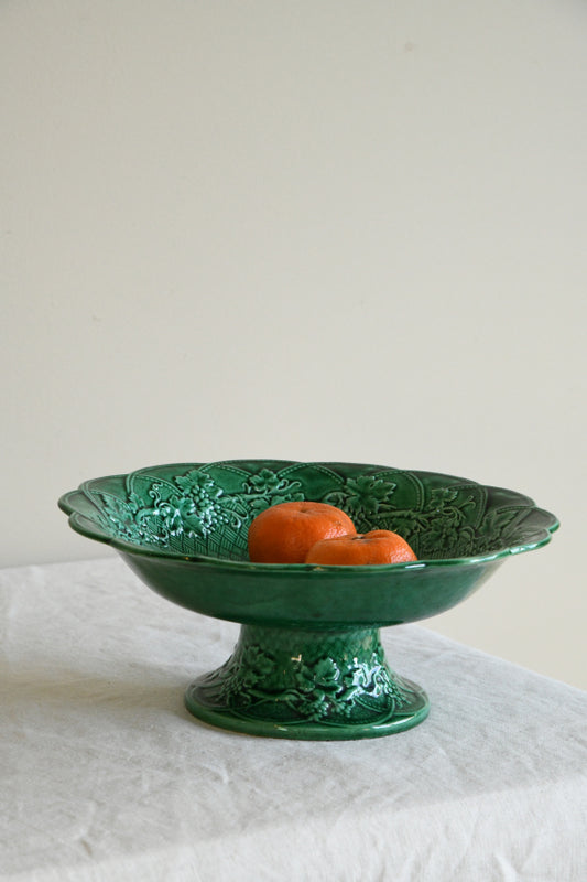 Wedgwood Green Majolica Glazed Comport