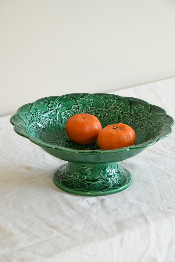 Wedgwood Green Majolica Glazed Comport