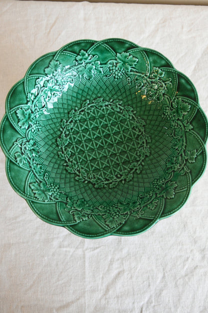 Wedgwood Green Majolica Glazed Comport