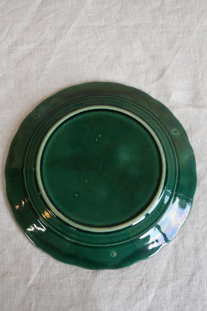 Green Majolica Vine Leaf Plate