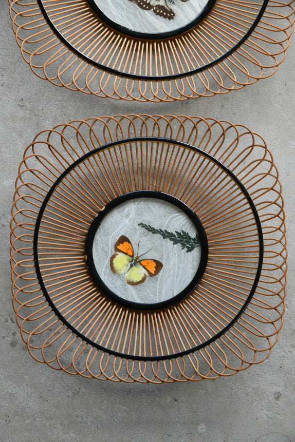 Pair Vintage Butterfly Trays