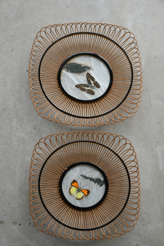 Pair Vintage Butterfly Trays