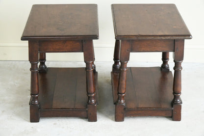 Pair Oak Joint Stools Bedside Tables