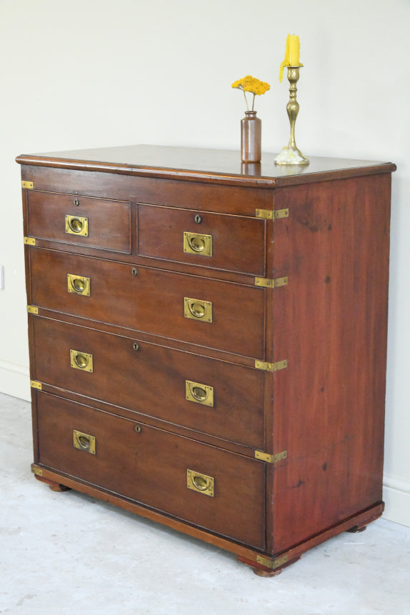 Campaign Style Mahogany Chest of Drawers