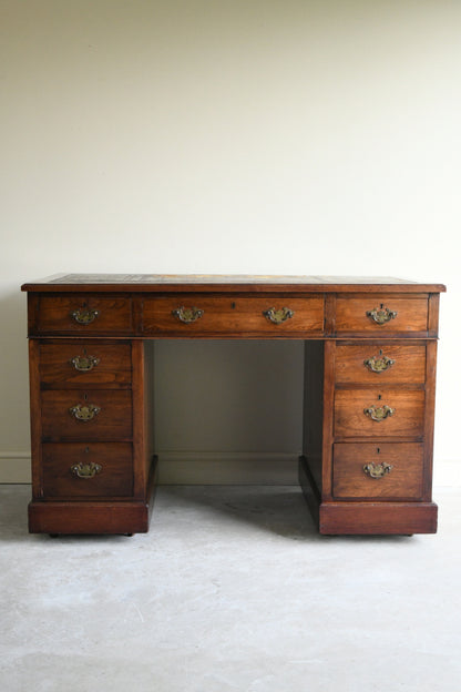 Antique Walnut Twin Pedestal Desk