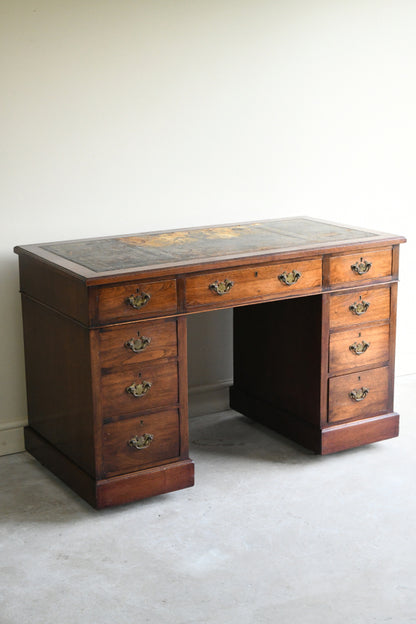 Antique Walnut Twin Pedestal Desk