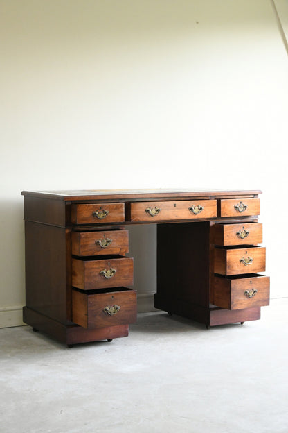 Antique Walnut Twin Pedestal Desk