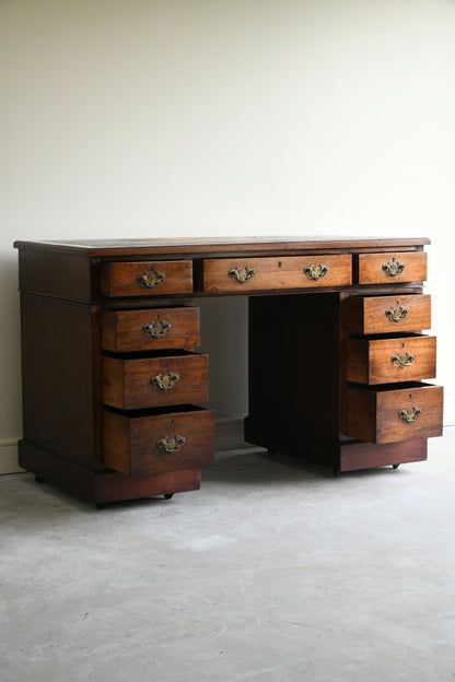 Antique Walnut Twin Pedestal Desk