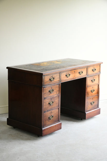 Antique Walnut Twin Pedestal Desk