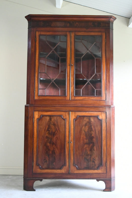 Antique Mahogany Astragal Glazed Corner Cabinet