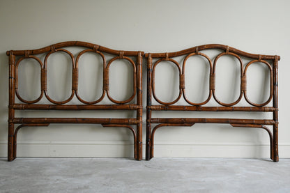 Pair Vintage Bamboo Headboards