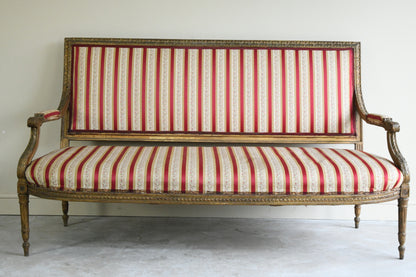 French Upholstered Gilt Wood Sofa