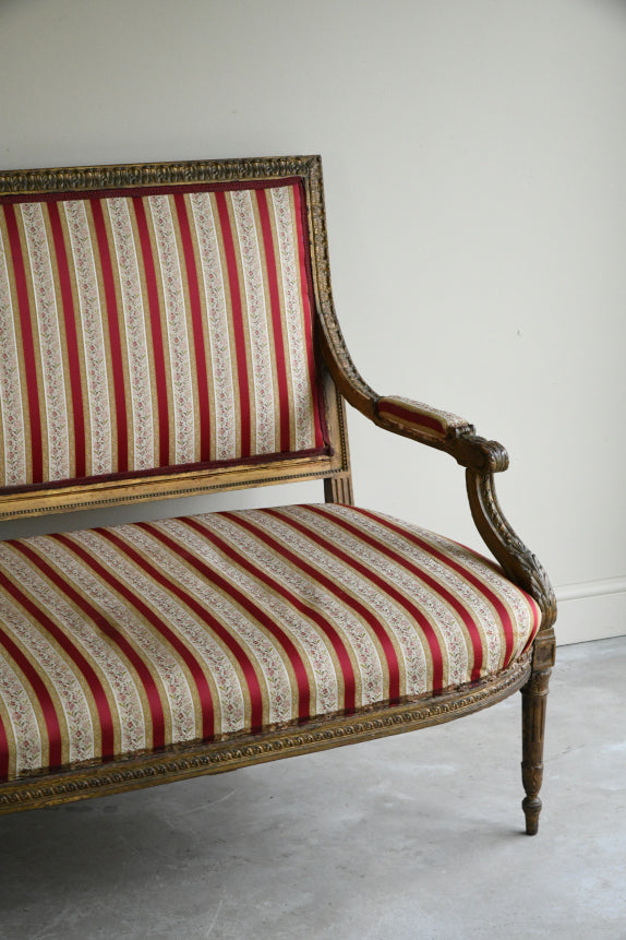 French Upholstered Gilt Wood Sofa