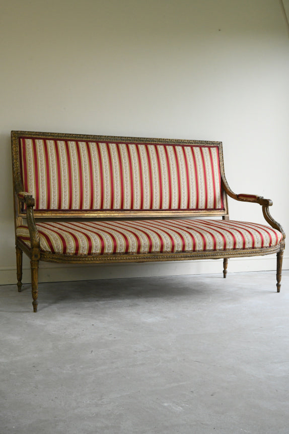 French Upholstered Gilt Wood Sofa