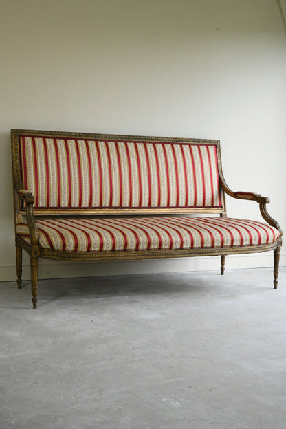 French Upholstered Gilt Wood Sofa