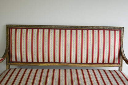 French Upholstered Gilt Wood Sofa