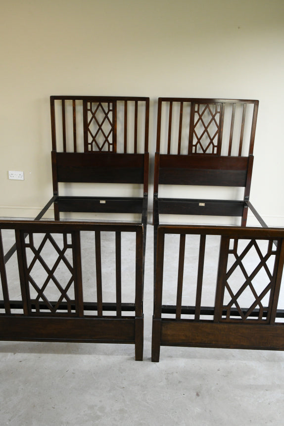 Pair Antique Heals 3ft Single Beds