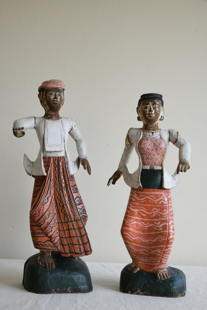 Pair Dancing Thai Wooden Figures