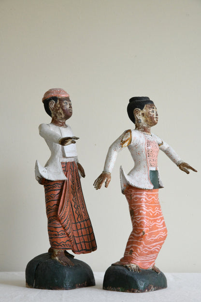 Pair Dancing Thai Wooden Figures